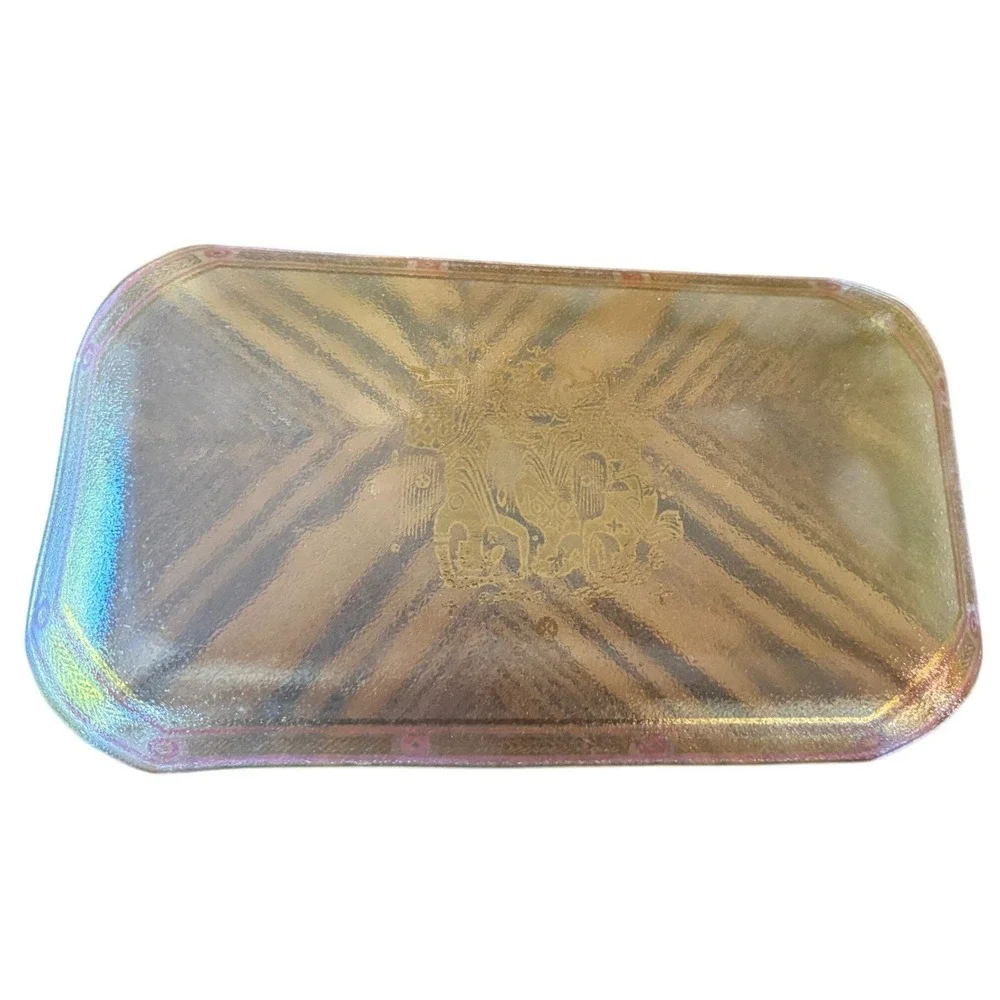 Vintage Georges Briard Glass Tray - Gold Grecian Goddesses - Iridescent MCM